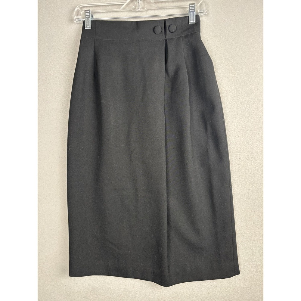 Prophecy Petites Skirt Womens 4 Petite Black 100% Wool Lined Back Zip Made USA